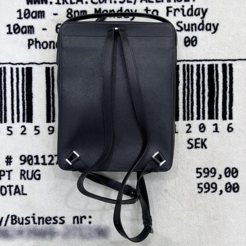 Prada Men's Large Black Saffiano Leather Square Backpack - Picture 8 of 14